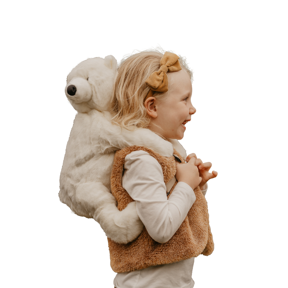Backpack polar bear